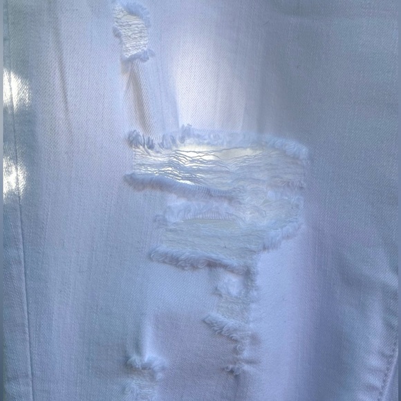 LuLaRoe Crisp White Denim Stretch Distressed Raw Hem Skinny Jeans Size 36 - Picture 9 of 9
